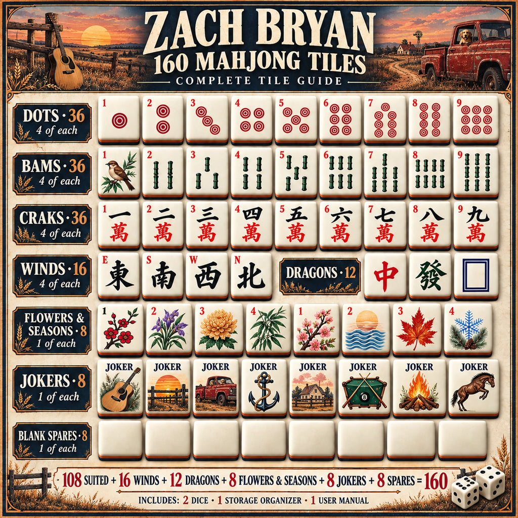 Premium ZBR Mahjong Tiles Set PVNA