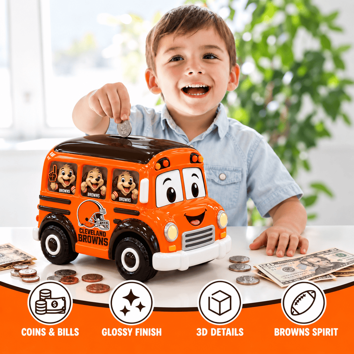 CLVB School Bus Piggy Bank DNBN