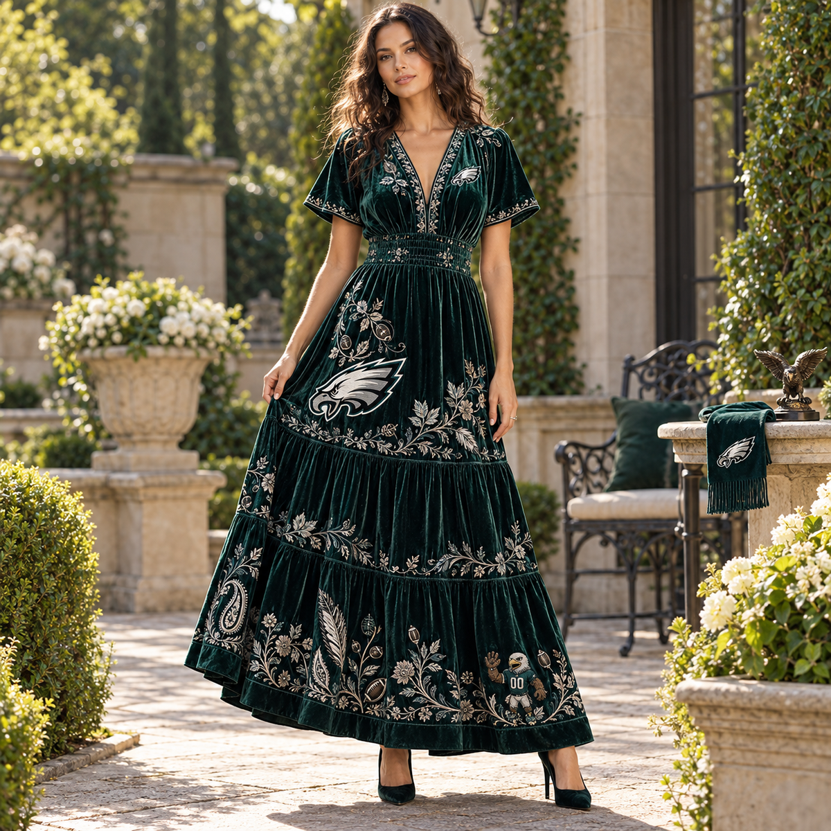 PLDE Premium Embroidered Velvet Maxi Dress PTKL