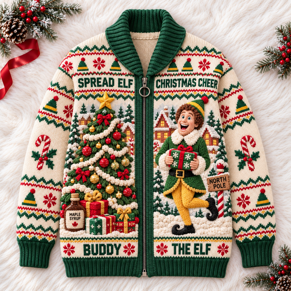 ELF WOOL ZIP CARDIGAN NPL