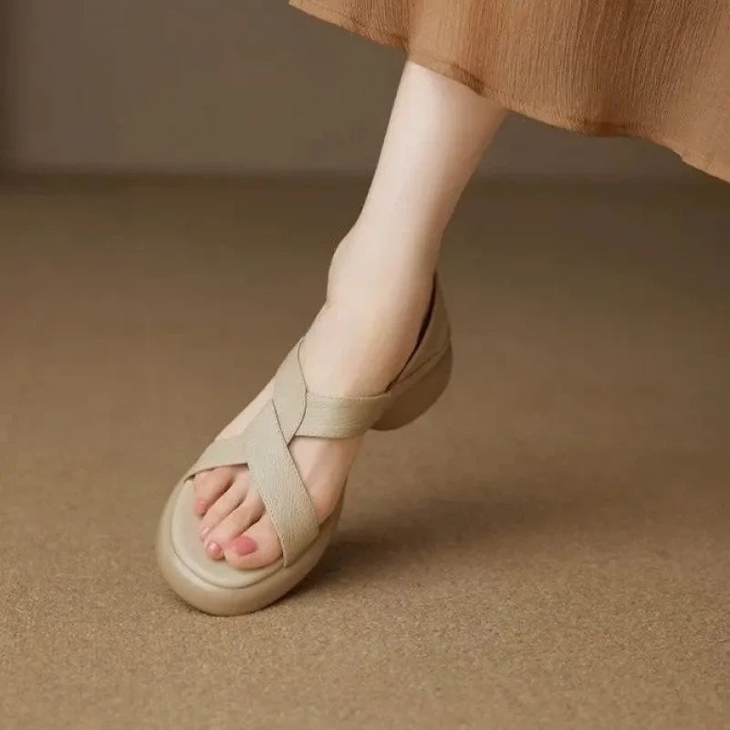 Women's Cross-Strap Platform Sandals, Comfortable Soft Sole Beach Casual Shoes, Summer New Lightweight Walking Shoes.